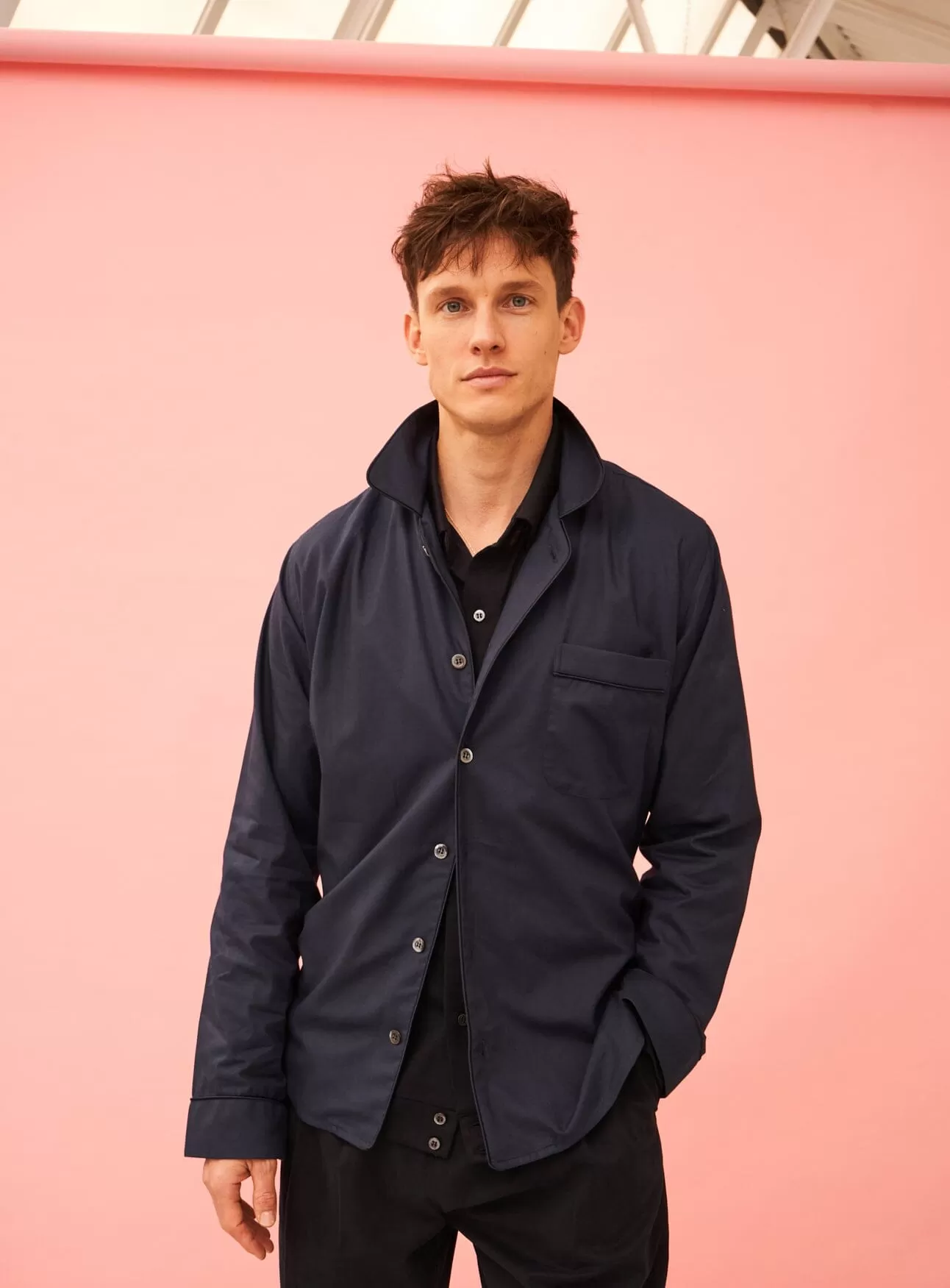 Regenerative Cotton Twill Navy PJ Shirt