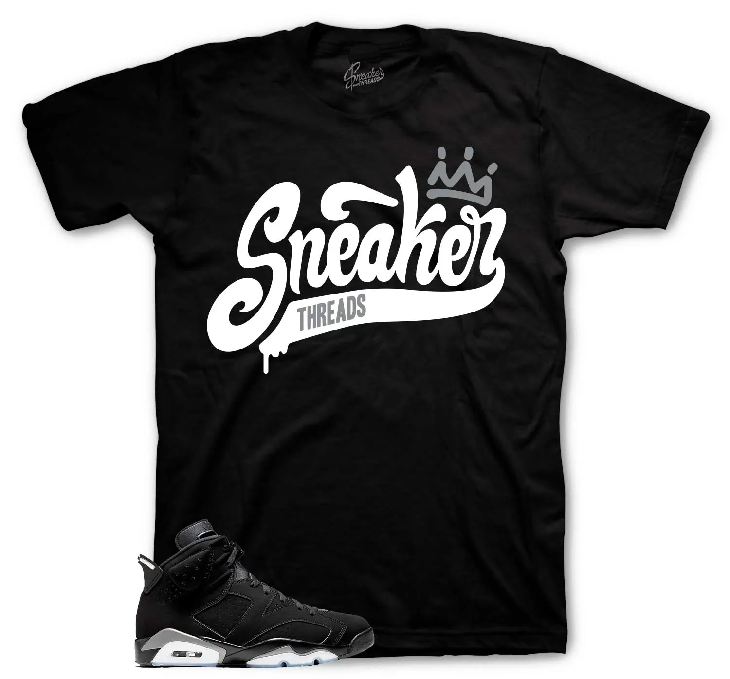 Retro 6 Metallic Silver Shirt - ST Crown - Black