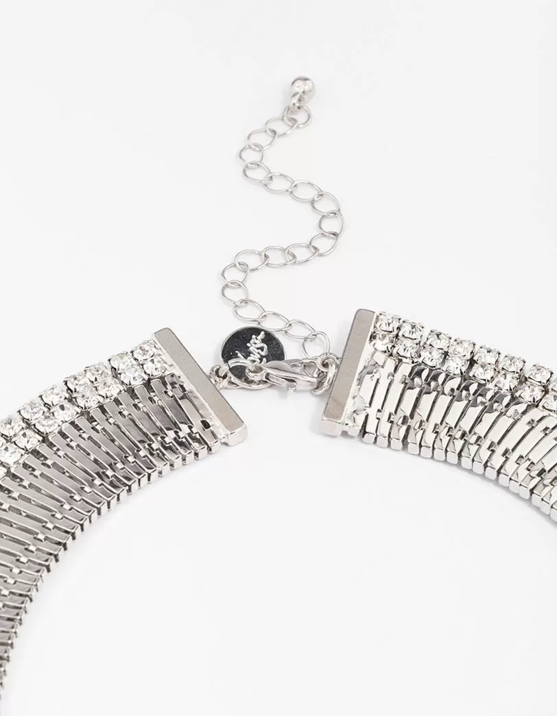 Rhodium Diamante Statement Necklace