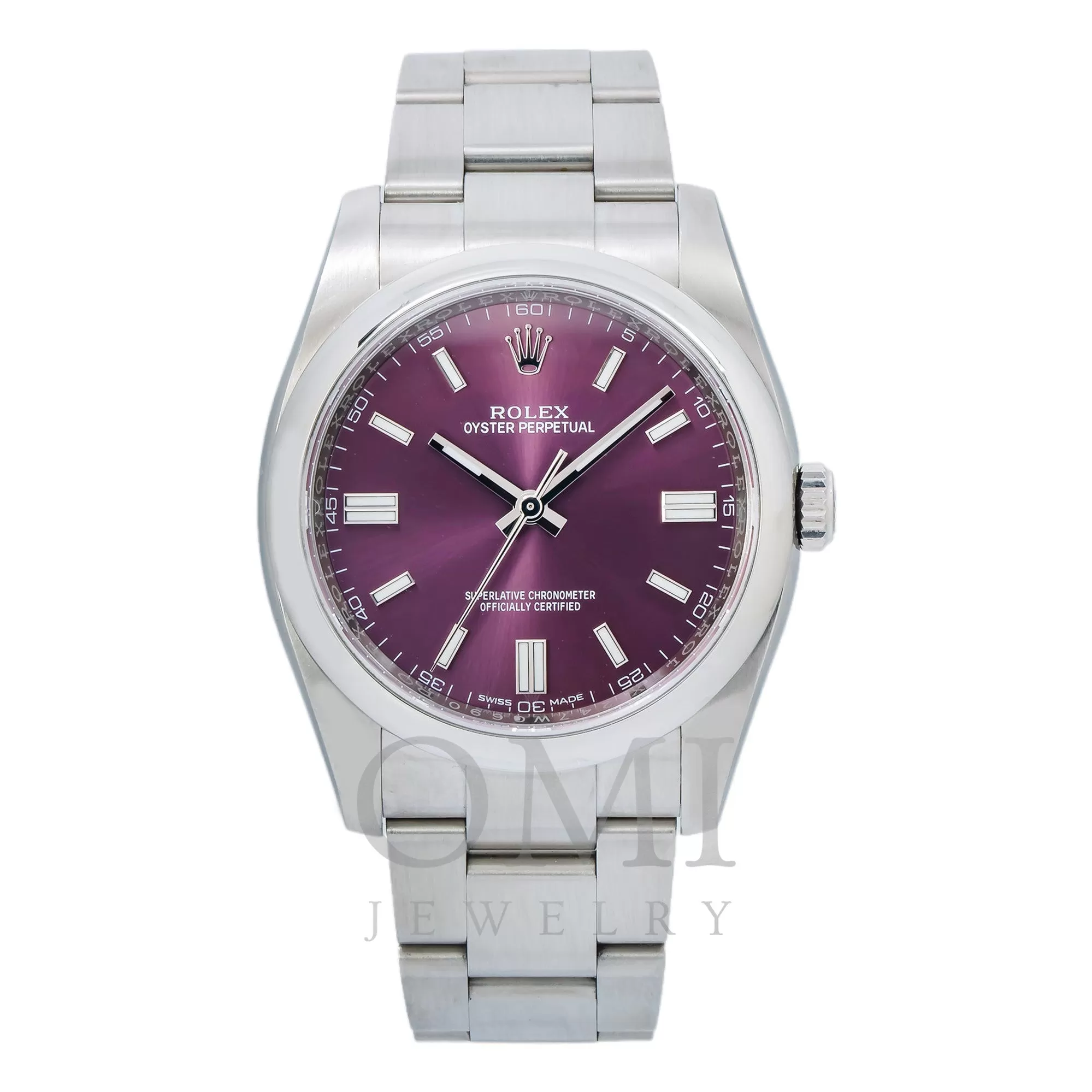 Rolex Oyster Perpetual 116000 36MM Red Grape Dial With Stainless Steel Oyster Bracelet