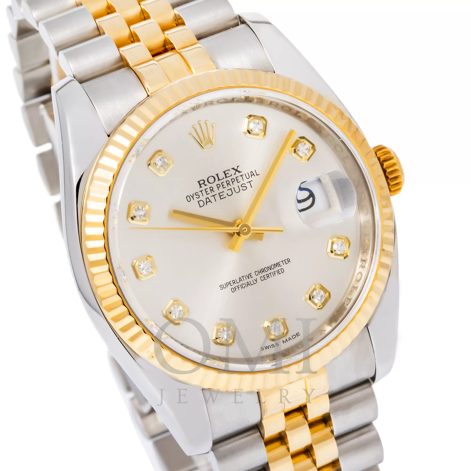 Rolex Oyster Perpetual Datejust 116233 36MM Silver Diamond Dial With Two Tone Jubilee Bracelet