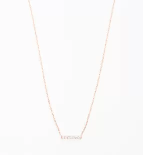 Rose Gold 7 Diamond Tiny Pavé Bar Necklace