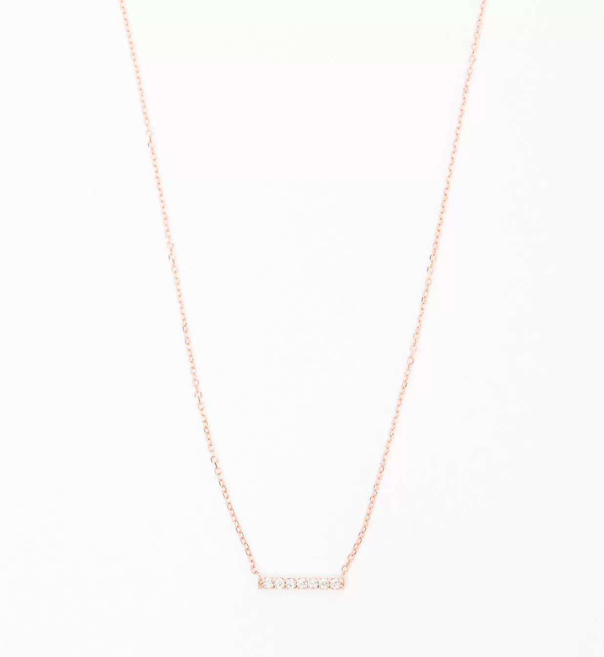 Rose Gold 7 Diamond Tiny Pavé Bar Necklace