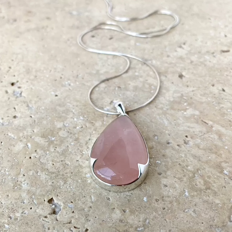 Rose Quartz Teardrop Pendant - Ayre