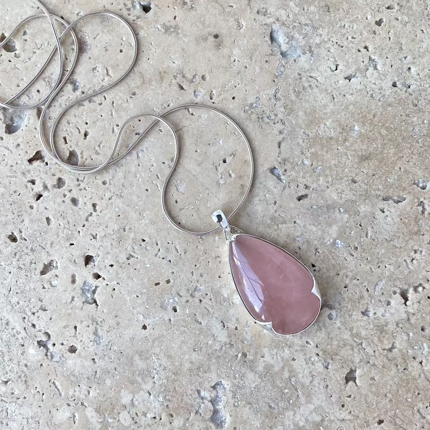 Rose Quartz Teardrop Pendant - Ayre