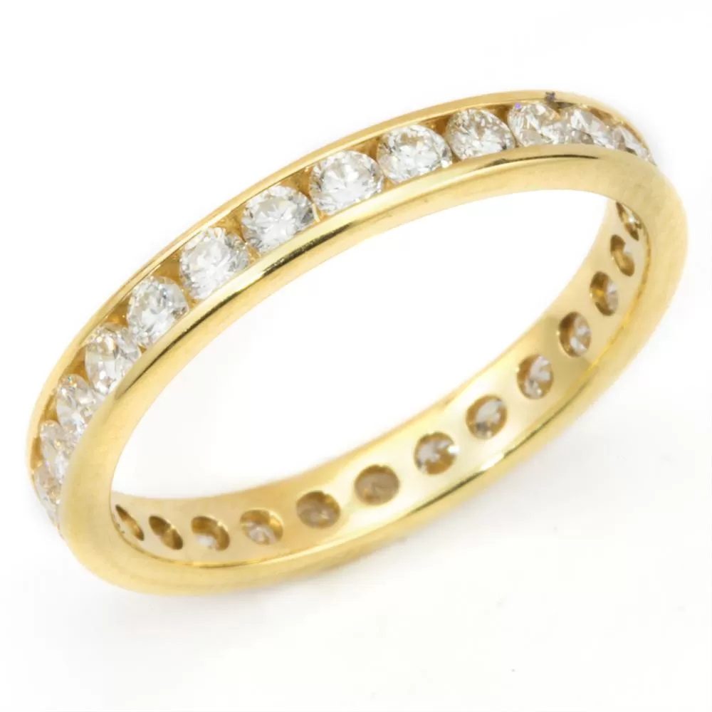 Round Diamond Eternity Band Ring 18K Yellow Gold 1.10 Carats