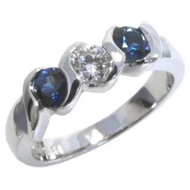 Sapphire and Diamond 3-stone band