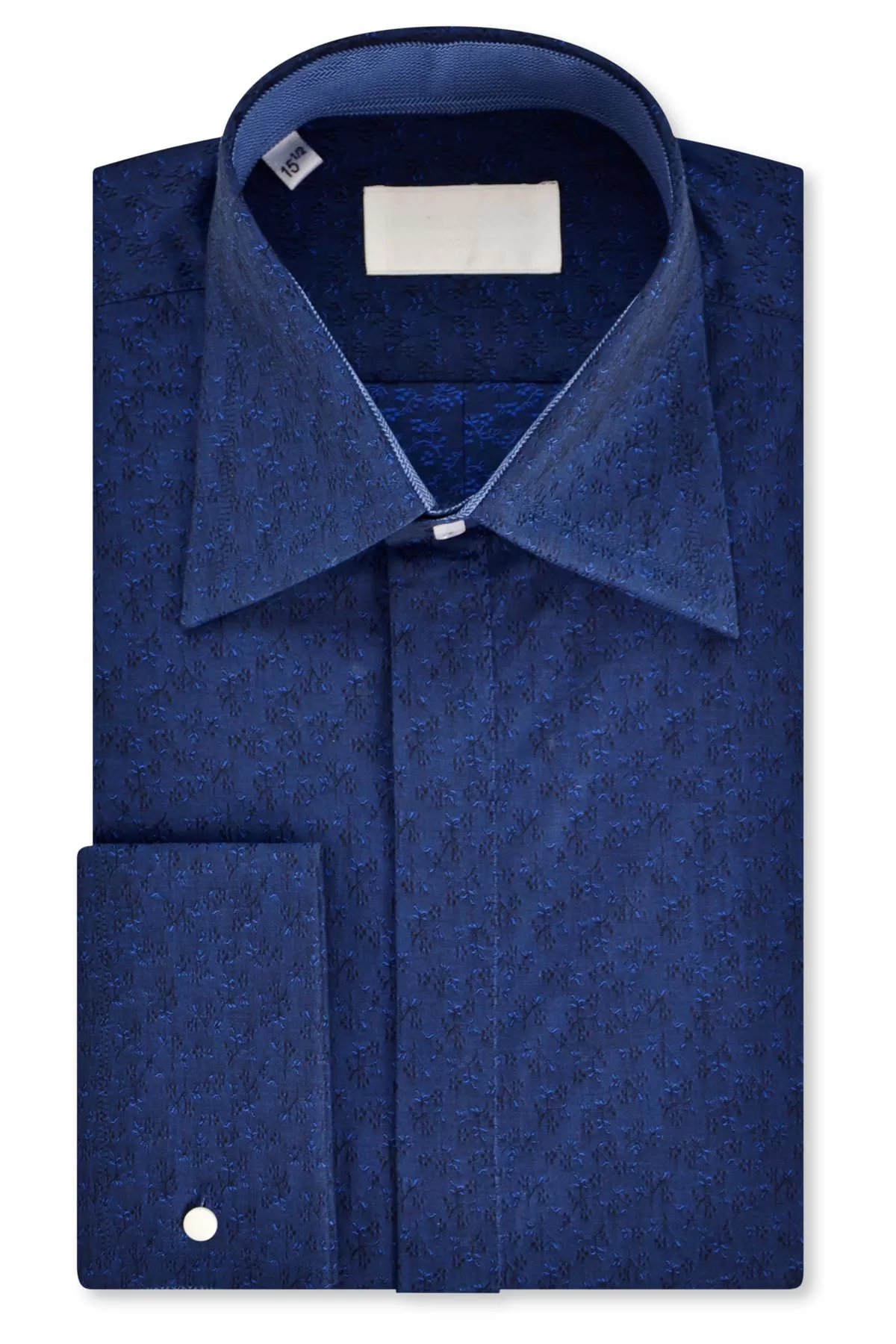 Sapphire and Indigo Floral over Navy Forward Point Collar Shirt