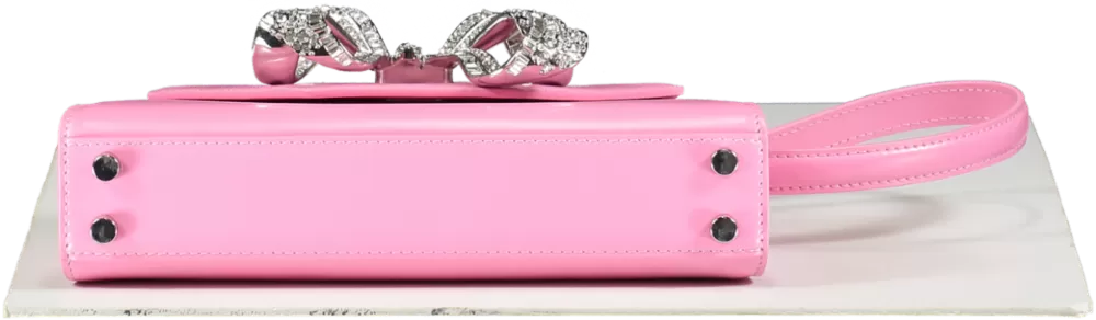 Self-Portrait Pink The Bow Mini Diamanté And Leather Cross-body Bag