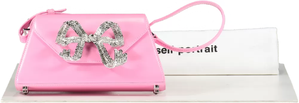 Self-Portrait Pink The Bow Mini Diamanté And Leather Cross-body Bag