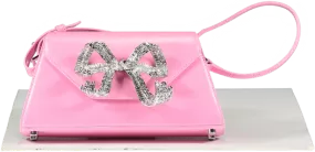 Self-Portrait Pink The Bow Mini Diamanté And Leather Cross-body Bag