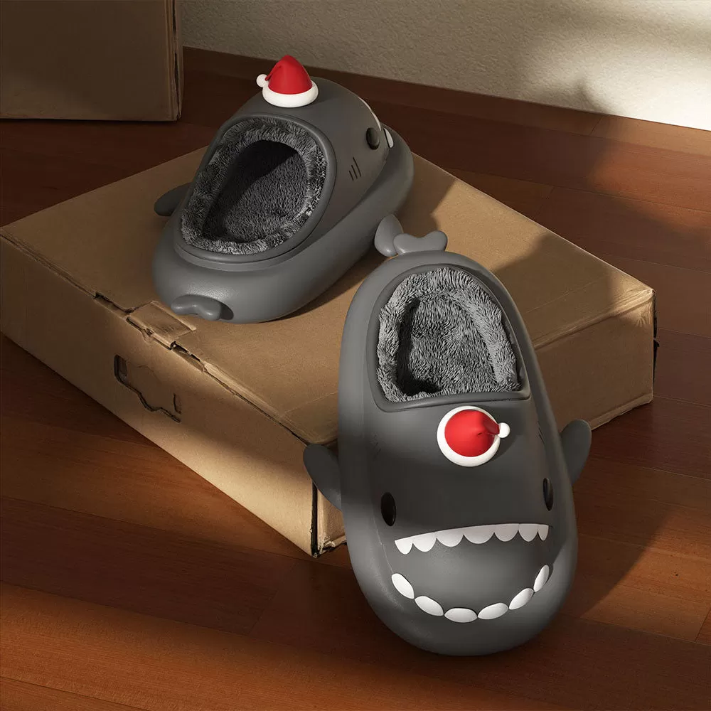 Sharkicks Basic - Winter Santa Heel-open Shark Slippers