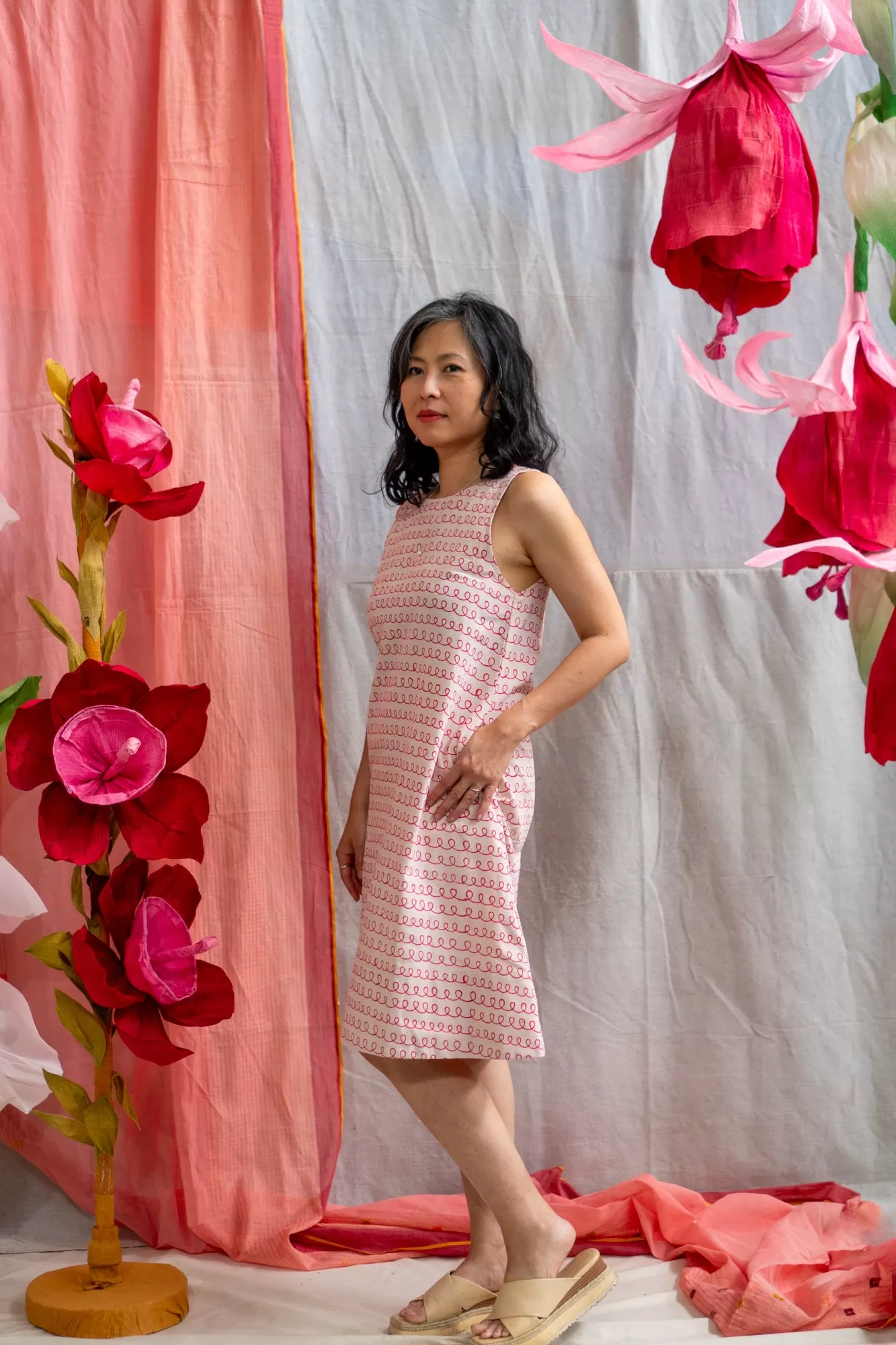 Shift Dress – Pink Twirl Print