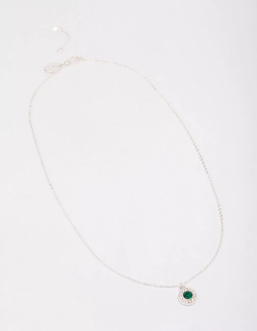 Silver Emerald Halo Pendant Necklace