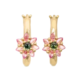 Small Green & Pink Oval Daisy Earrings - Made to Order