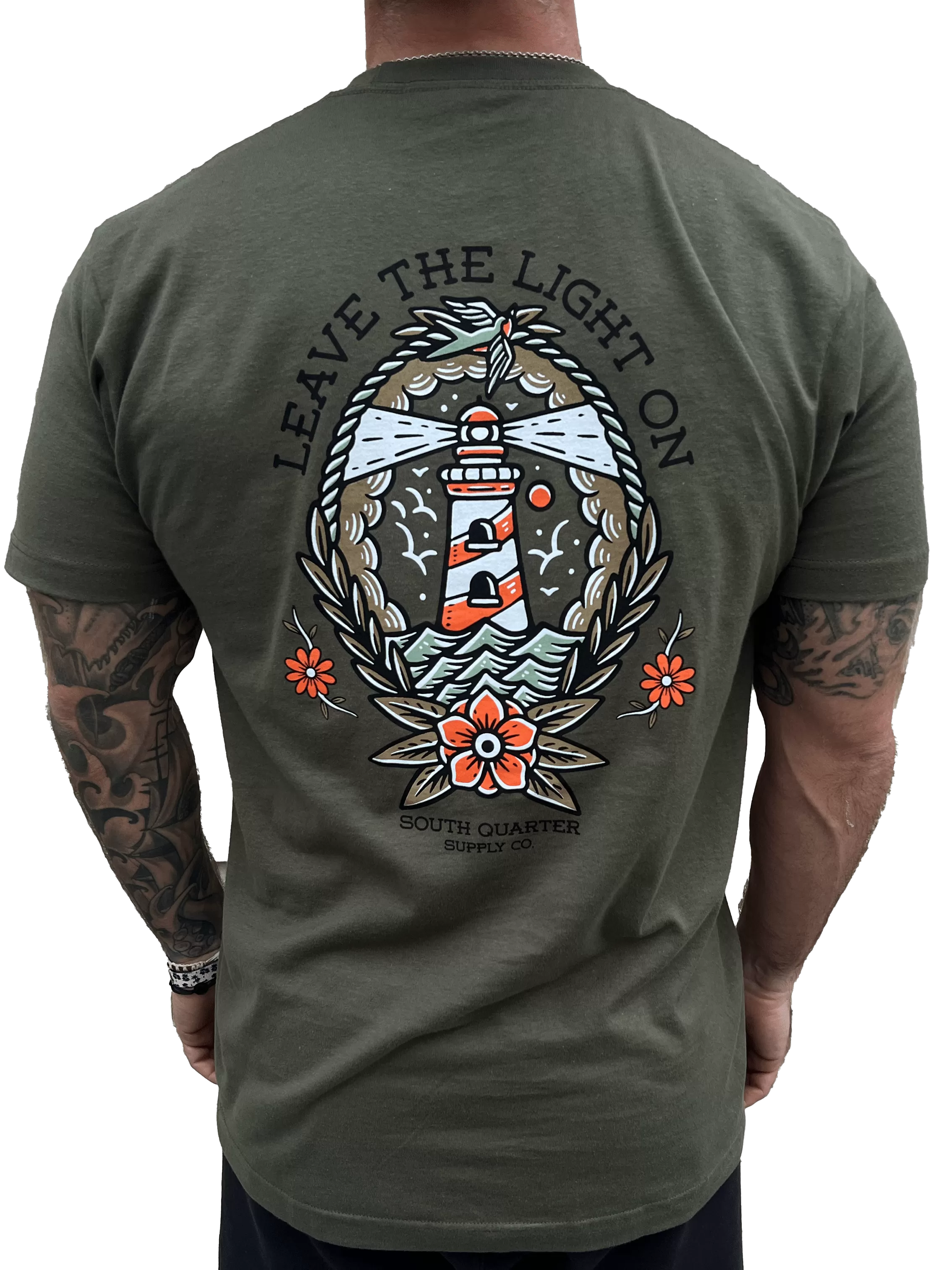 South Quarter Leave The Light On Tee (Army Green)