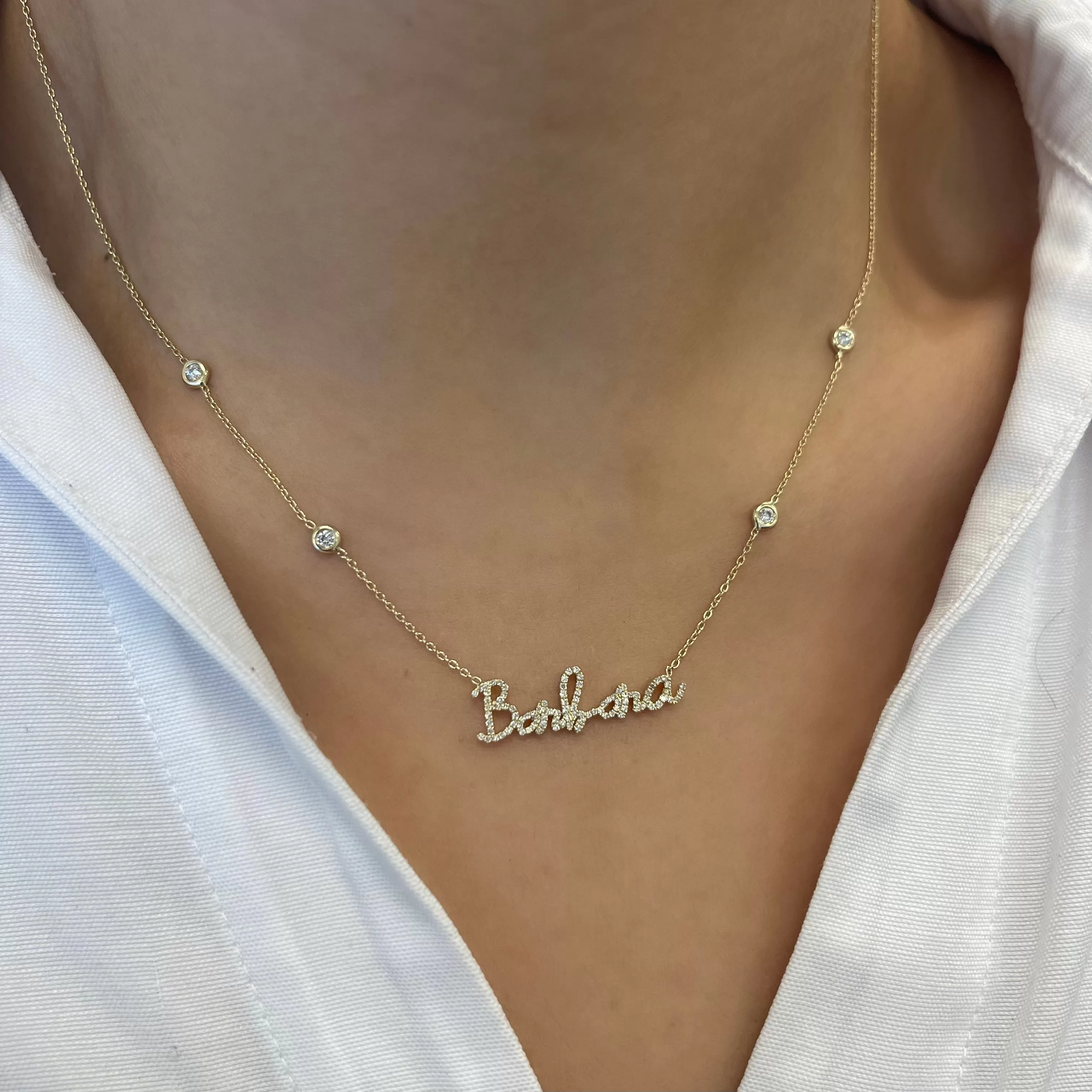 Statement Diamond Pave Custom Name Necklace