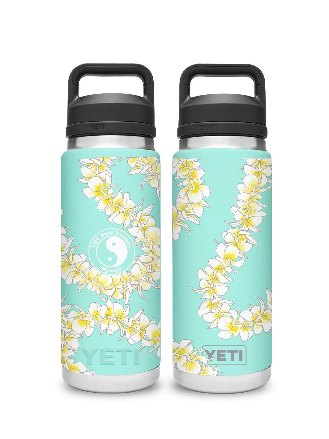 T&C Surf 26 oz Plumeria Lei Rambler Yeti Bottle with Chug Cap