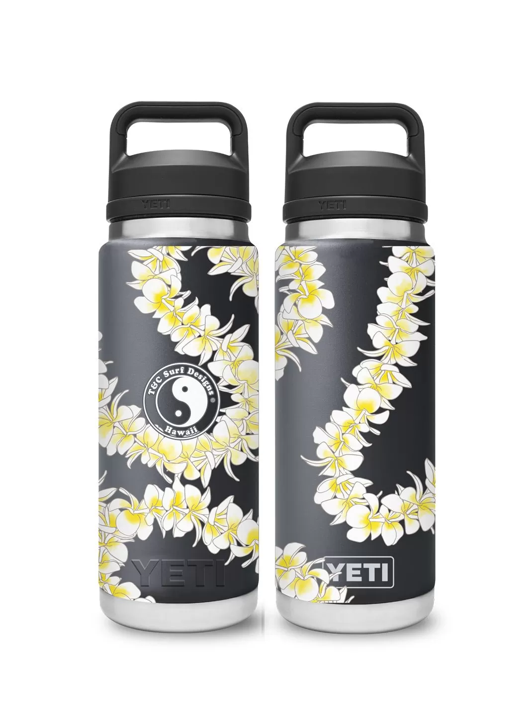 T&C Surf 26 oz Plumeria Lei Rambler Yeti Bottle with Chug Cap