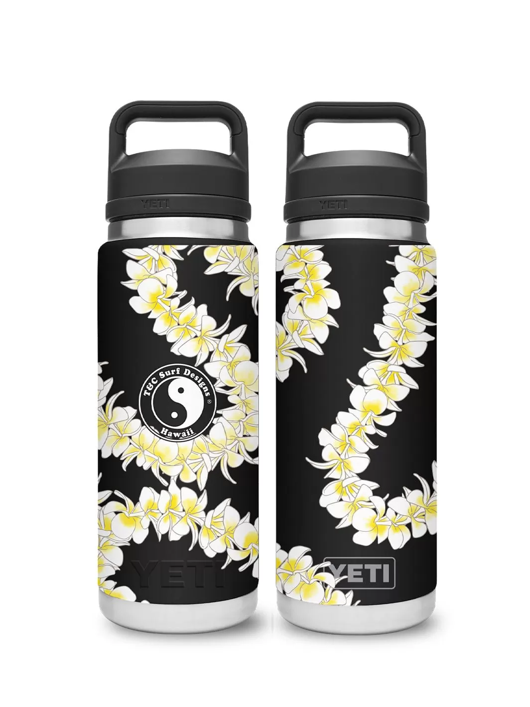 T&C Surf 26 oz Plumeria Lei Rambler Yeti Bottle with Chug Cap