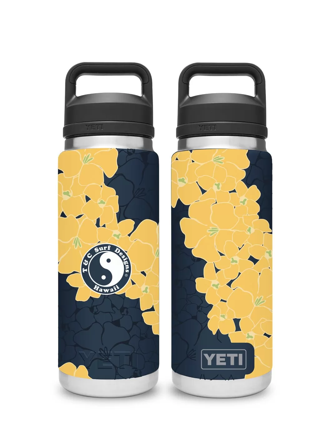 T&C Surf 26 oz Triple Puakenikeni Rambler Yeti Bottle with Chug Cap