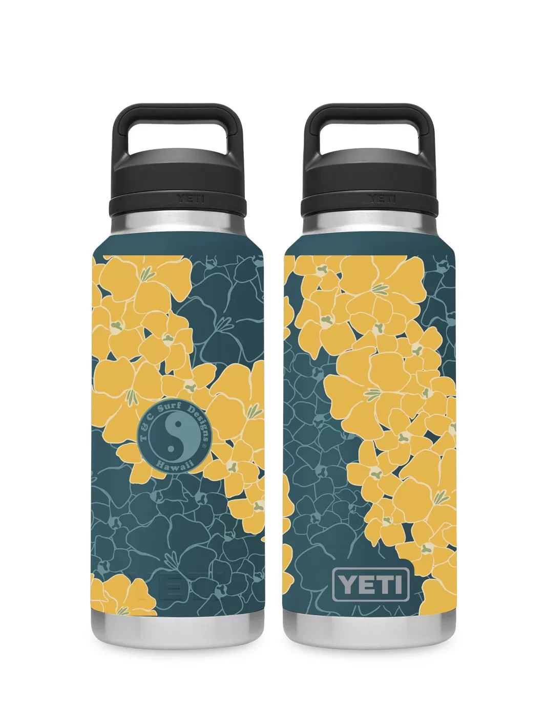 T&C Surf 26 oz Triple Puakenikeni Rambler Yeti Bottle with Chug Cap