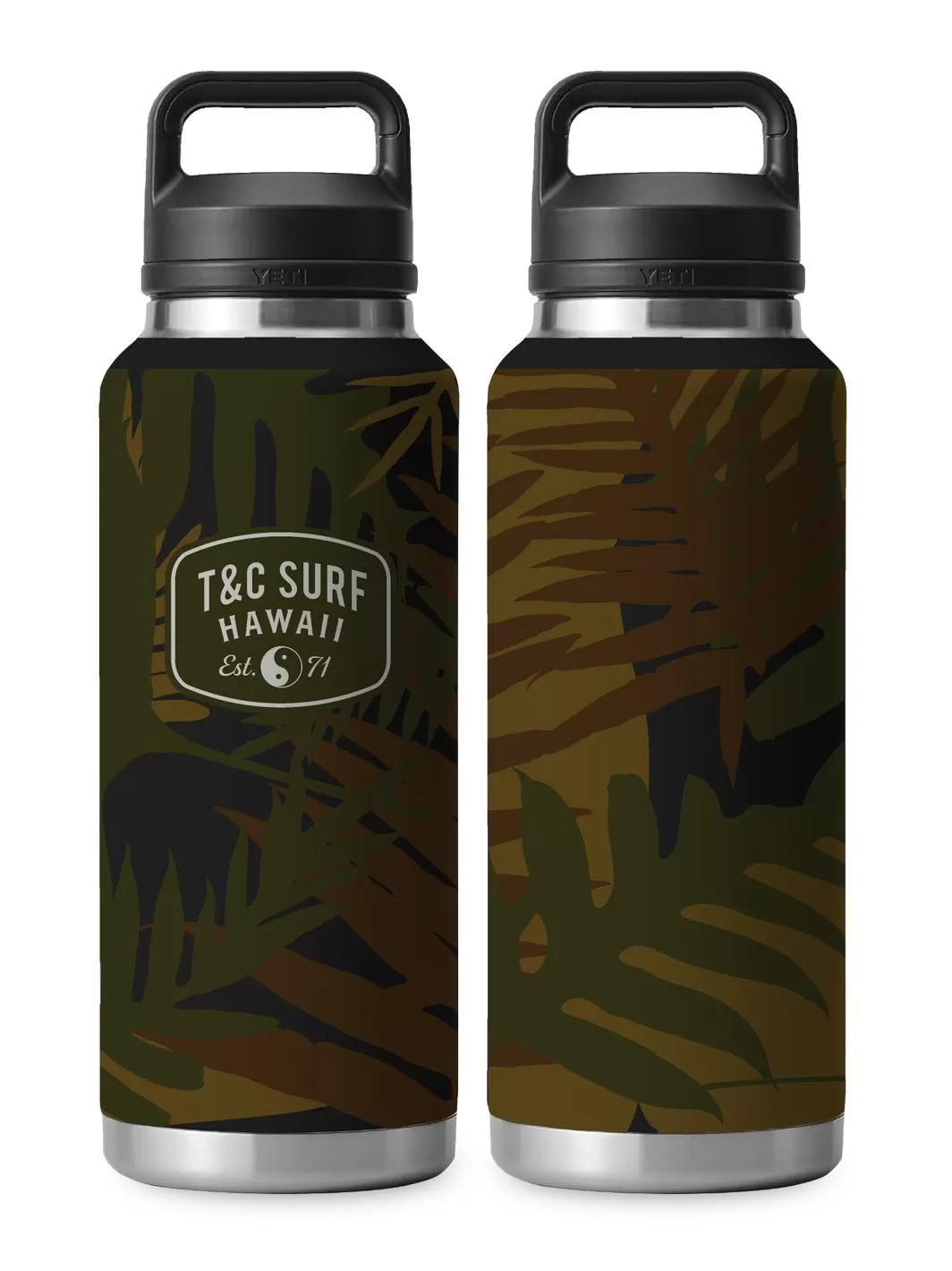 T&C Surf 46 oz Laua'e Camo Rambler Yeti Bottle with Chug Cap