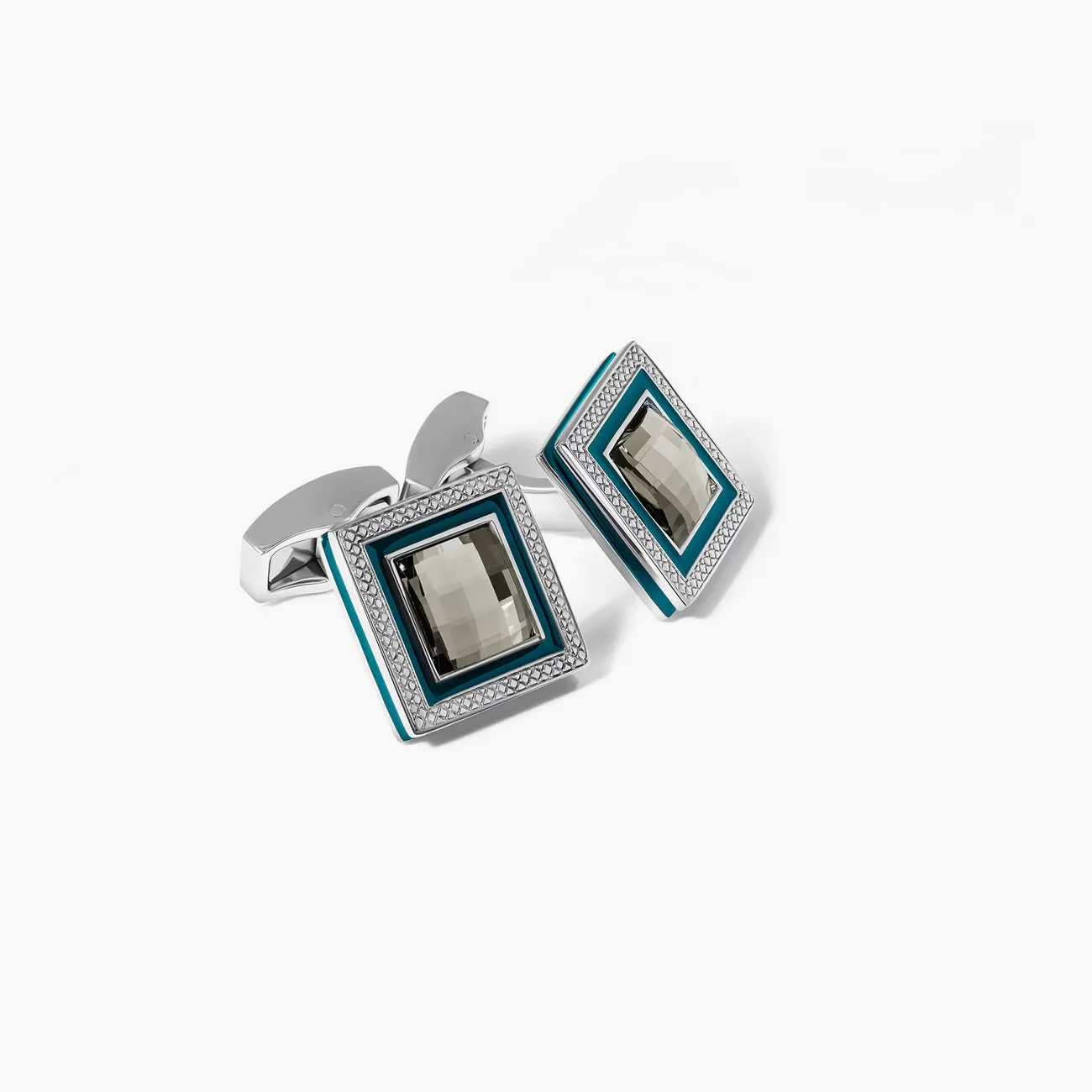 Tateossian Quadrato SW Cufflinks With Grey SWAROVSKI ELEMENTS & Rhodium Plated (Limited Edition)