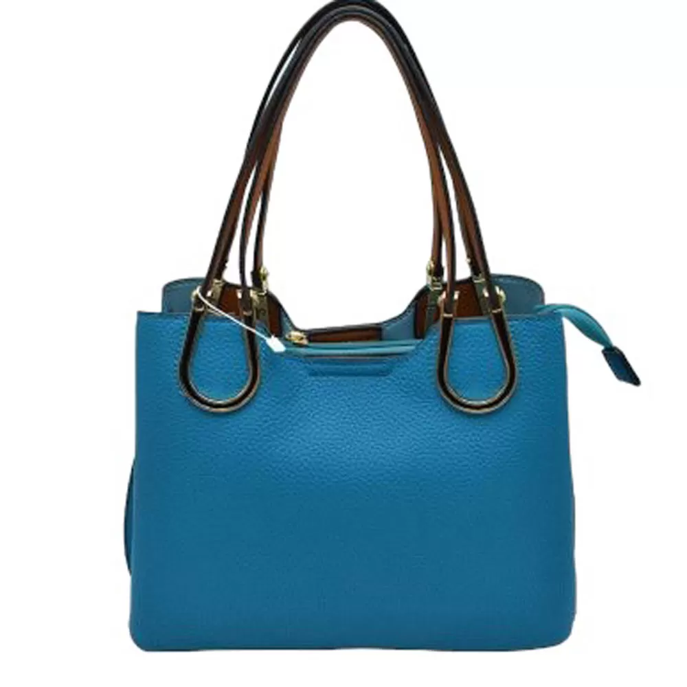 Textured Faux Leather Horseshoe Handle Women's Tote Bag