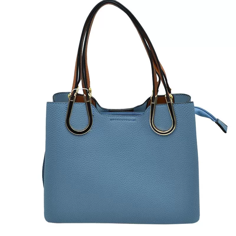 Textured Faux Leather Horseshoe Handle Women's Tote Bag