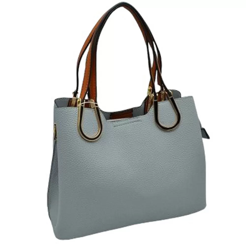 Textured Faux Leather Horseshoe Handle Women's Tote Bag