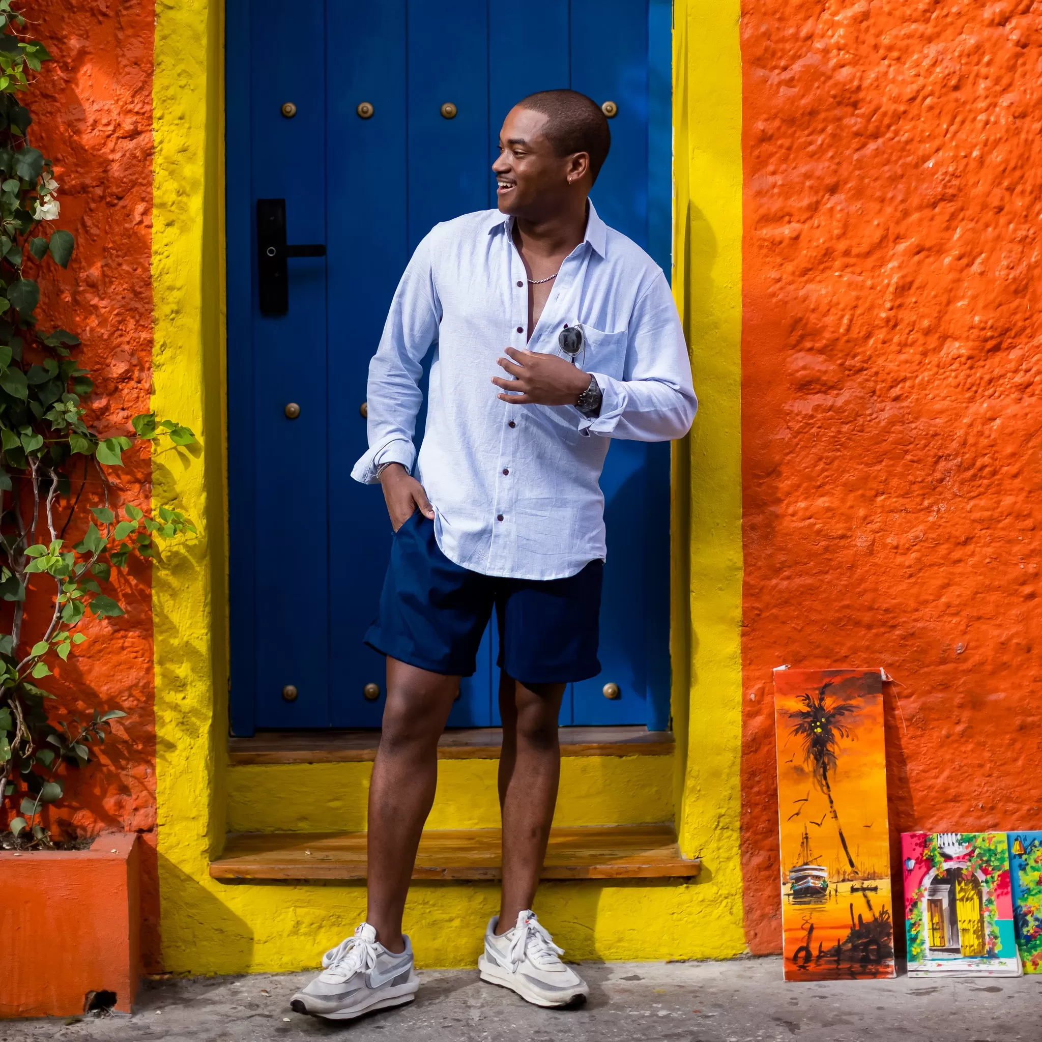 The Ice Breaker - Long Sleeve Blue Linen Shirt