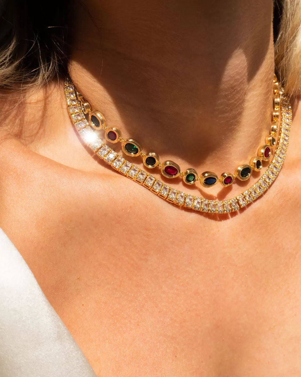 The Triple Crystal Tennis Necklace