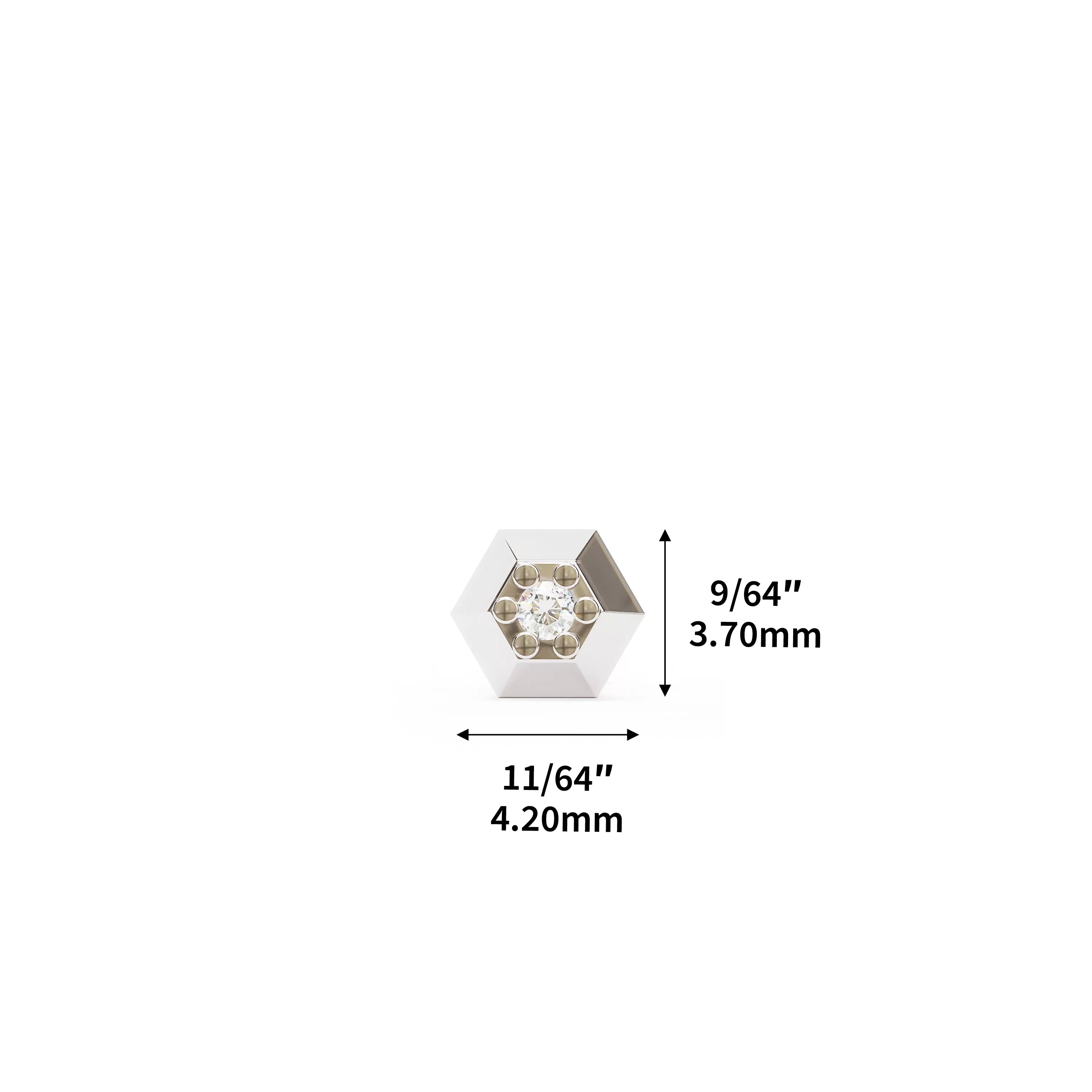 Tiny 14K Gold Diamond Hexagon Stud