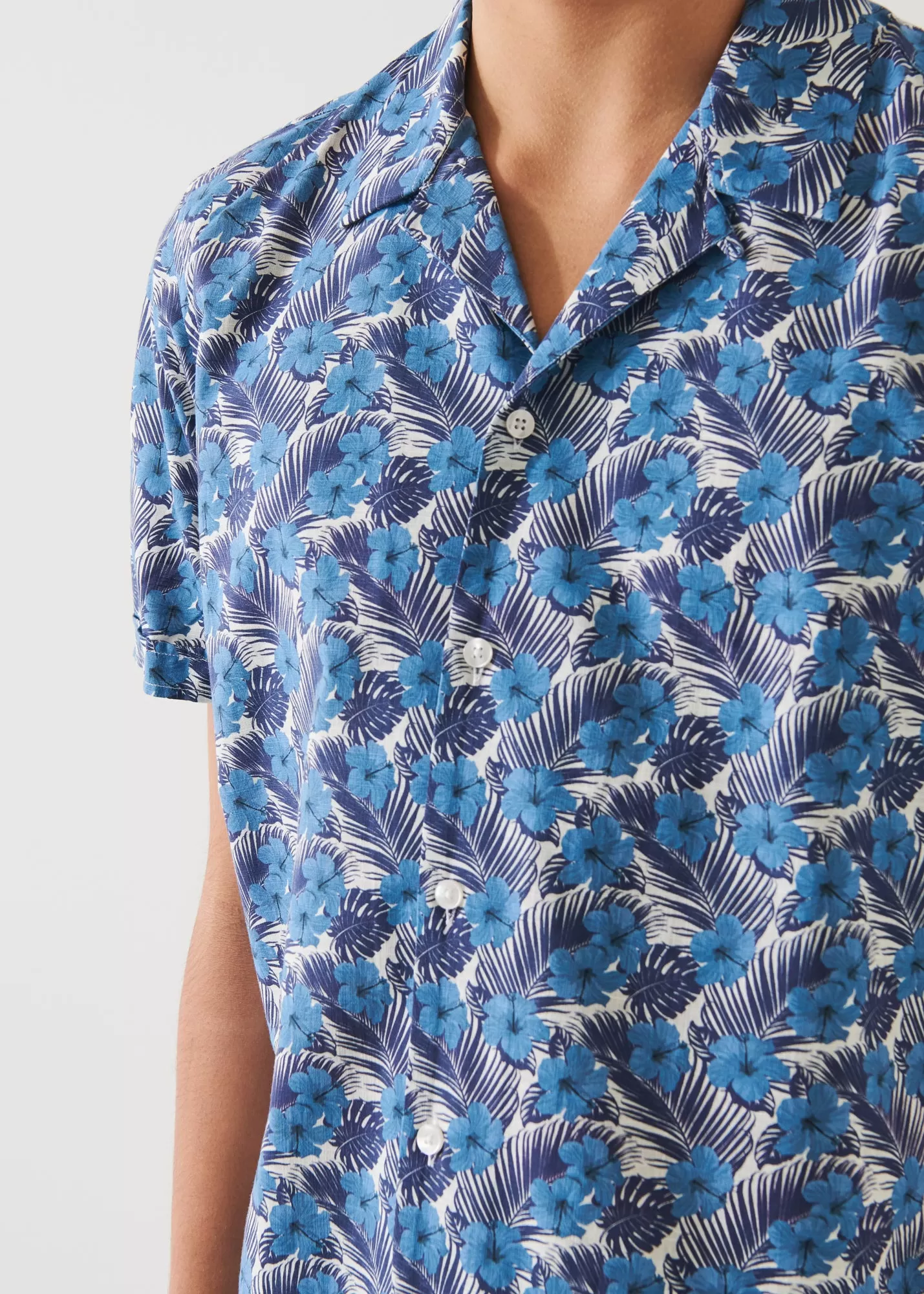 TROPICAL FLORAL PRINT COTTON SHIRT