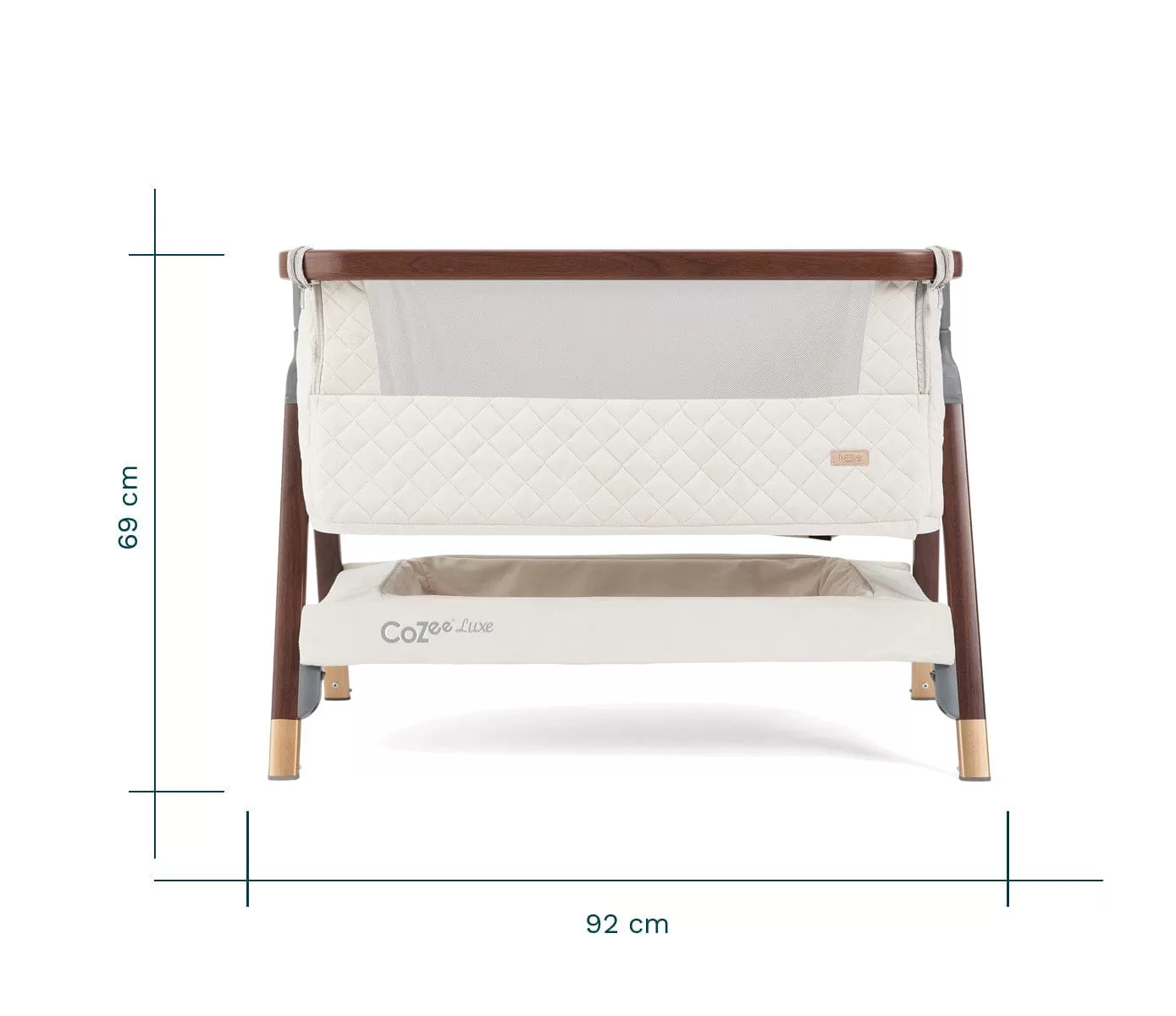 Tutti Bambini CoZee Luxe Bedside Crib - Walnut / Cream