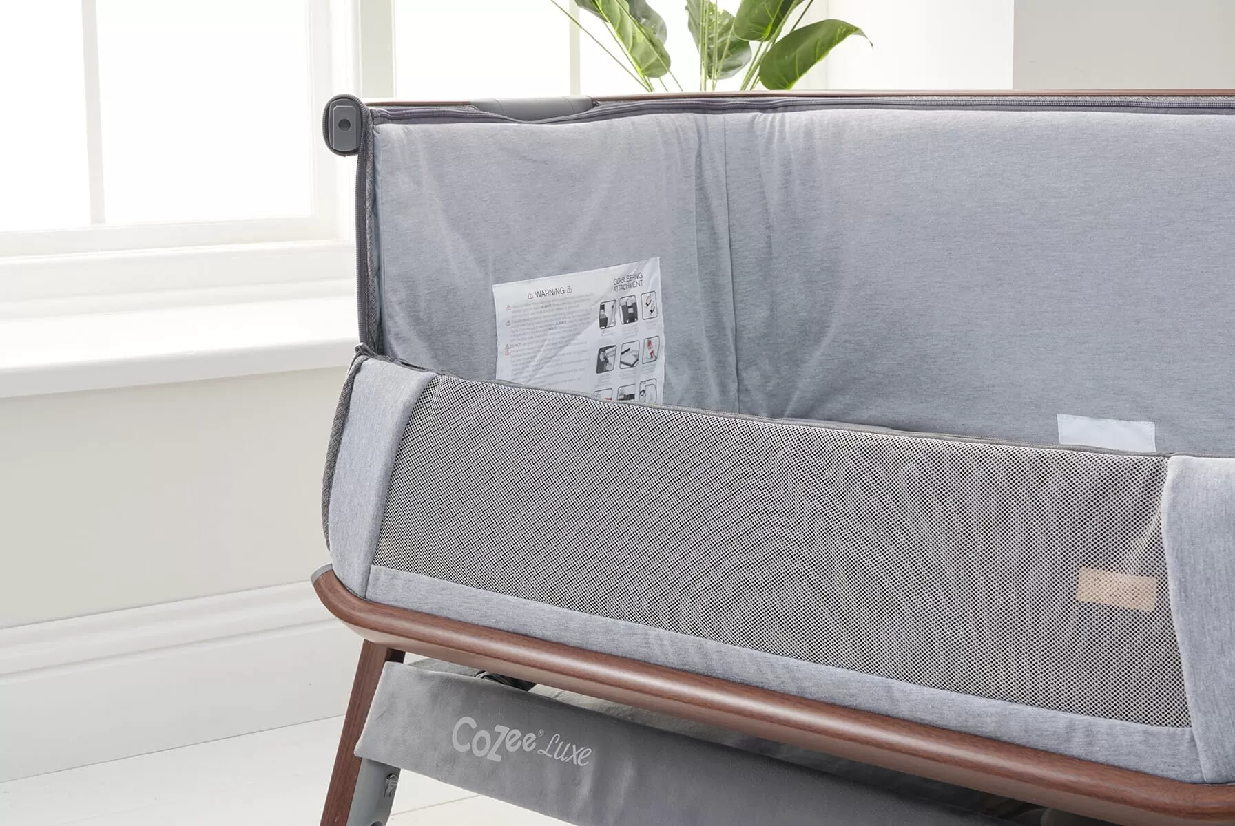 Tutti Bambini CoZee Luxe Bedside Crib - Walnut / Slate