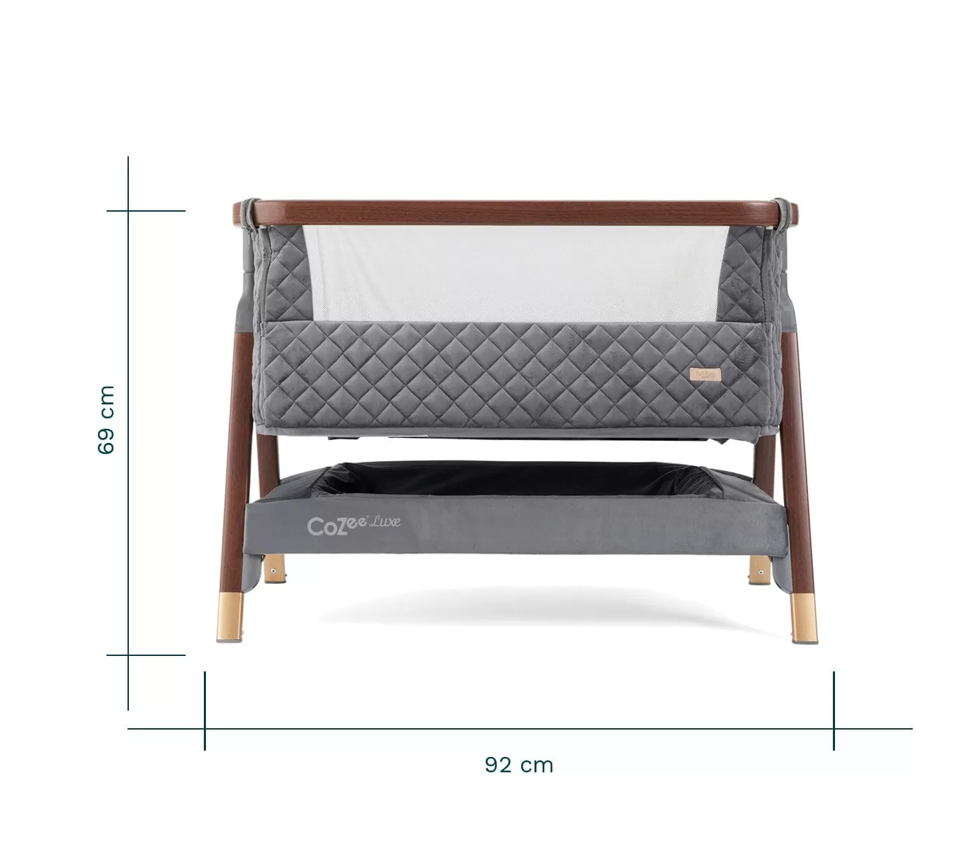 Tutti Bambini CoZee Luxe Bedside Crib - Walnut / Slate