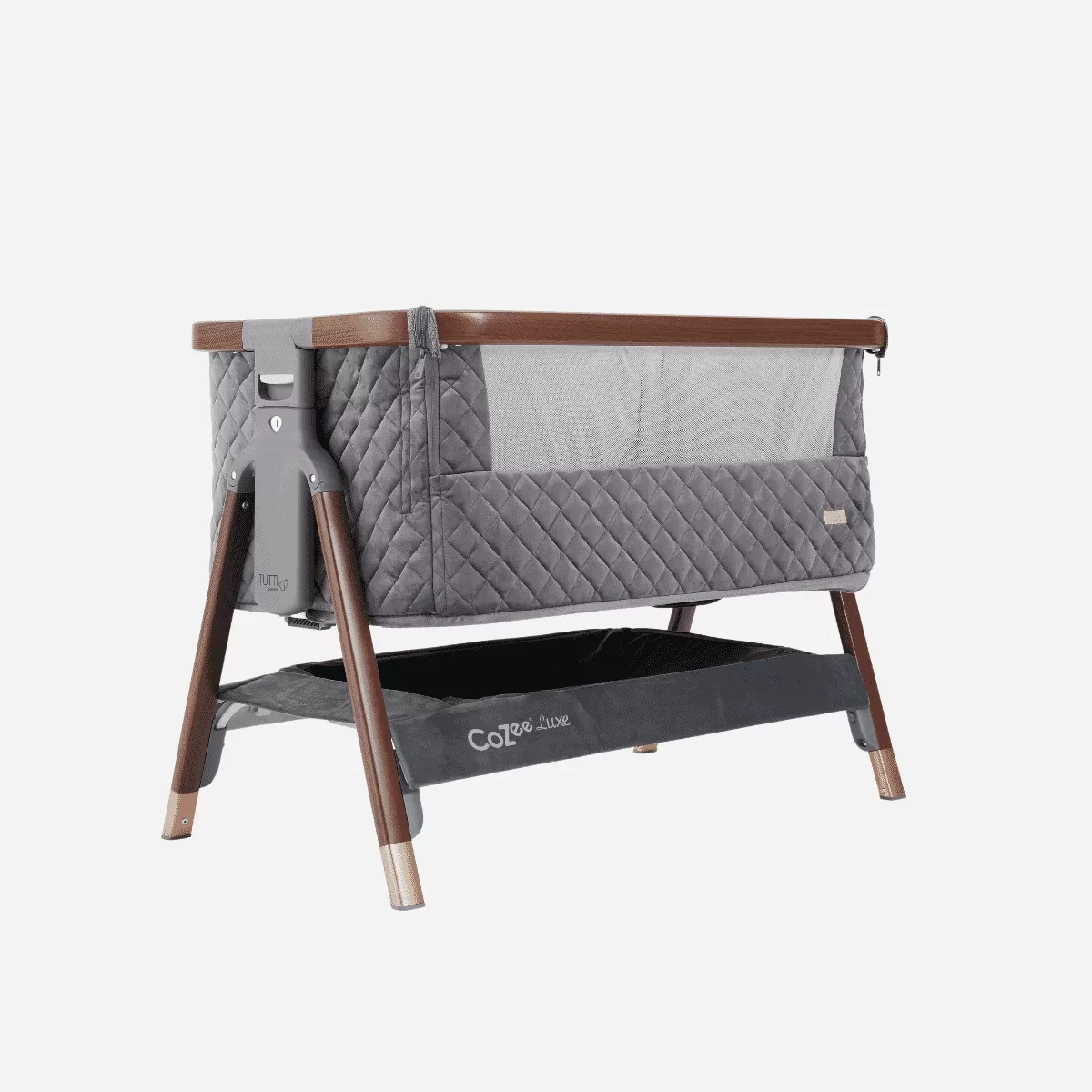 Tutti Bambini CoZee Luxe Bedside Crib - Walnut / Slate