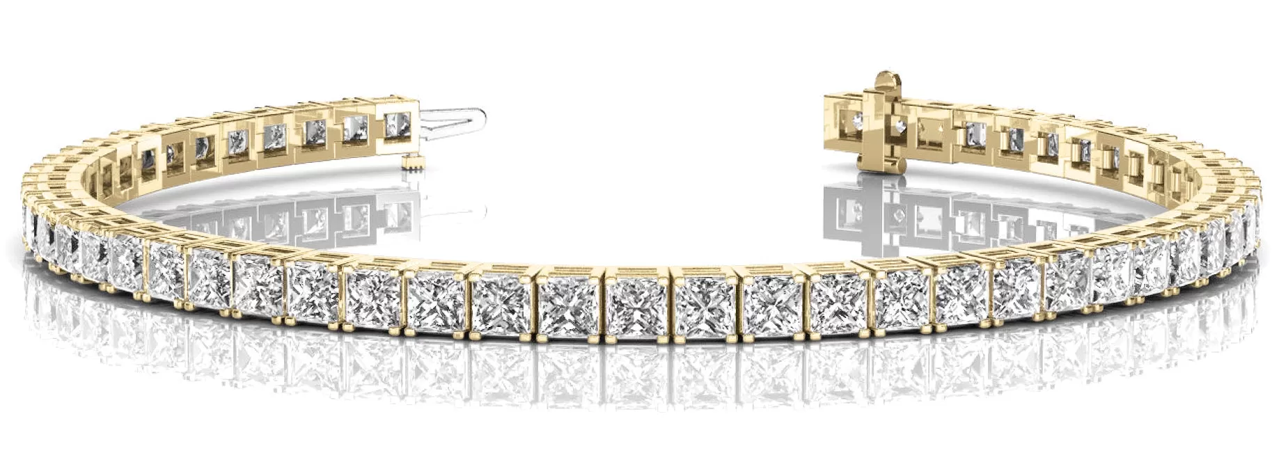 VENUS 13 Carat Princess Cut Diamond Tennis Bracelet in 14K - 18K Gold or Platinum 30 pointer G Color I1 Clarity 4 prong set By Mike Nekta