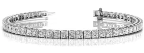 VENUS 13 Carat Princess Cut Diamond Tennis Bracelet in 14K - 18K Gold or Platinum 30 pointer G Color I1 Clarity 4 prong set By Mike Nekta