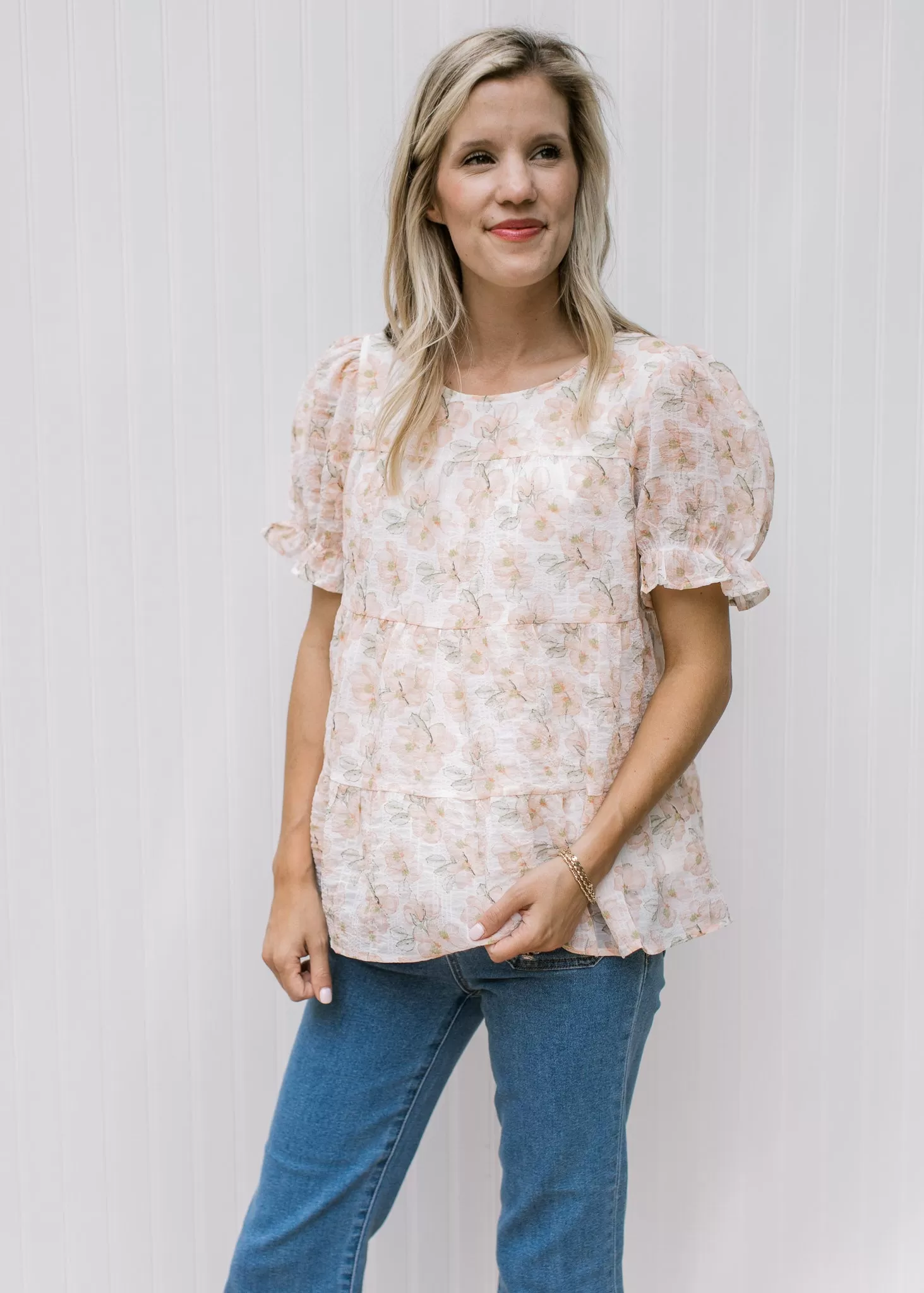 Watercolor Peach Flower Top