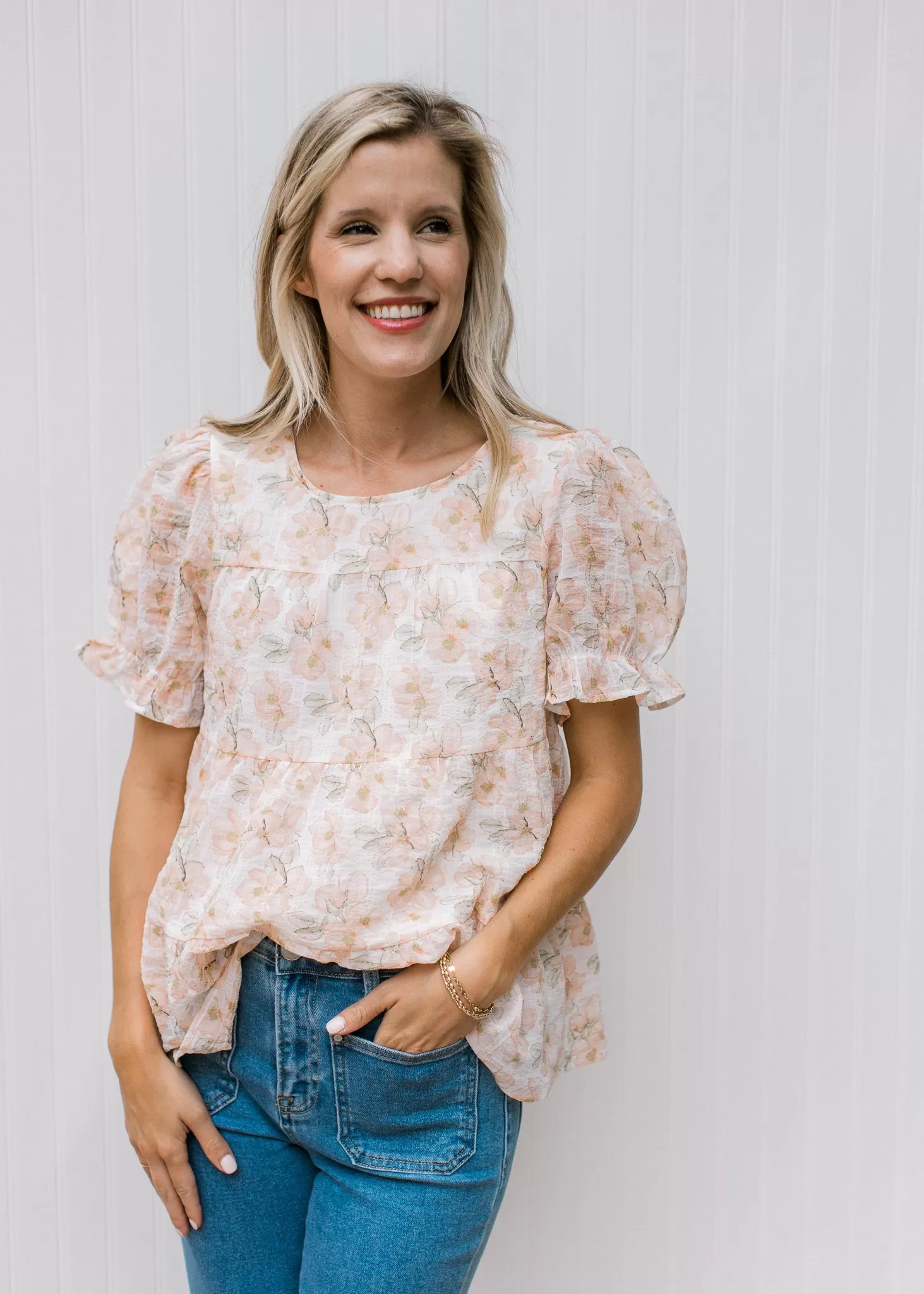 Watercolor Peach Flower Top