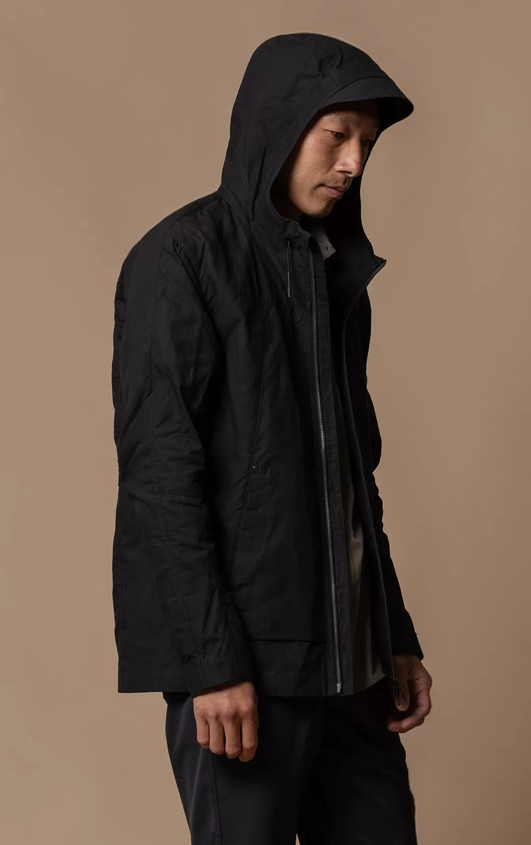 WAXED COTTON HOODED JACKET - CLEARANCE