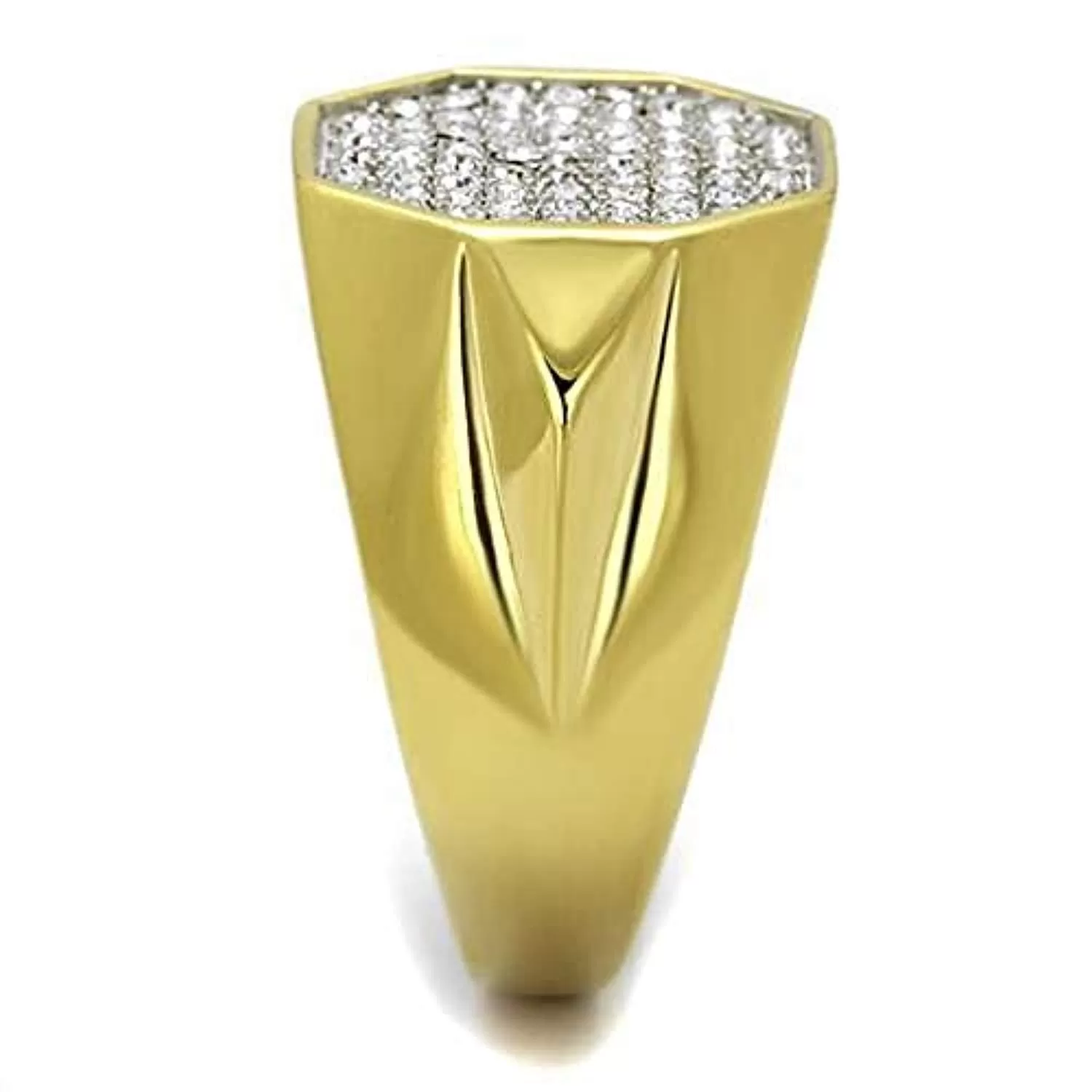 WildKlass Stainless Steel Ring Two-Tone IP Gold Men Top Grade Crystal Clear