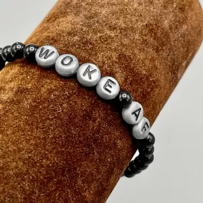 Woke AF Onyx and Hematite gemstone Bracelet