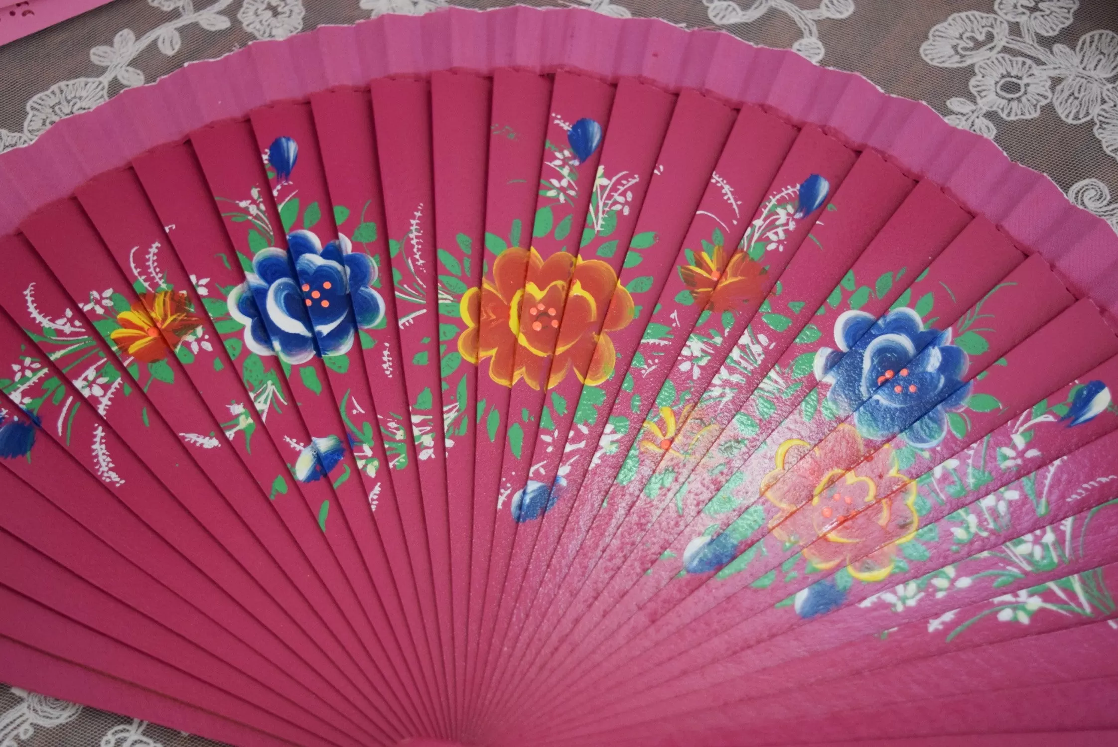 Wooden Hand Fan - Pink