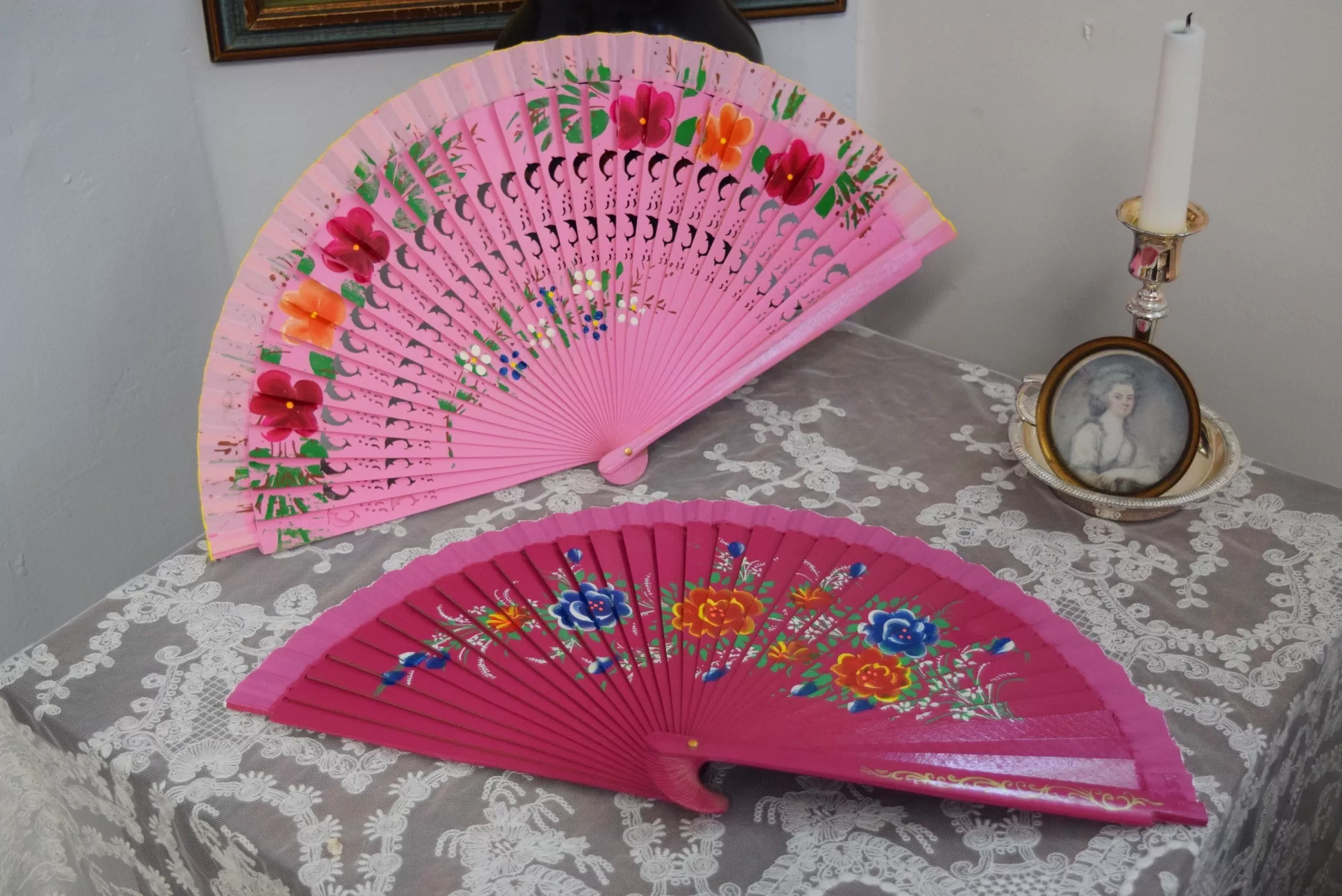 Wooden Hand Fan - Pink