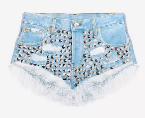 Wunderlust Light Stone Studded Vintage Shorts