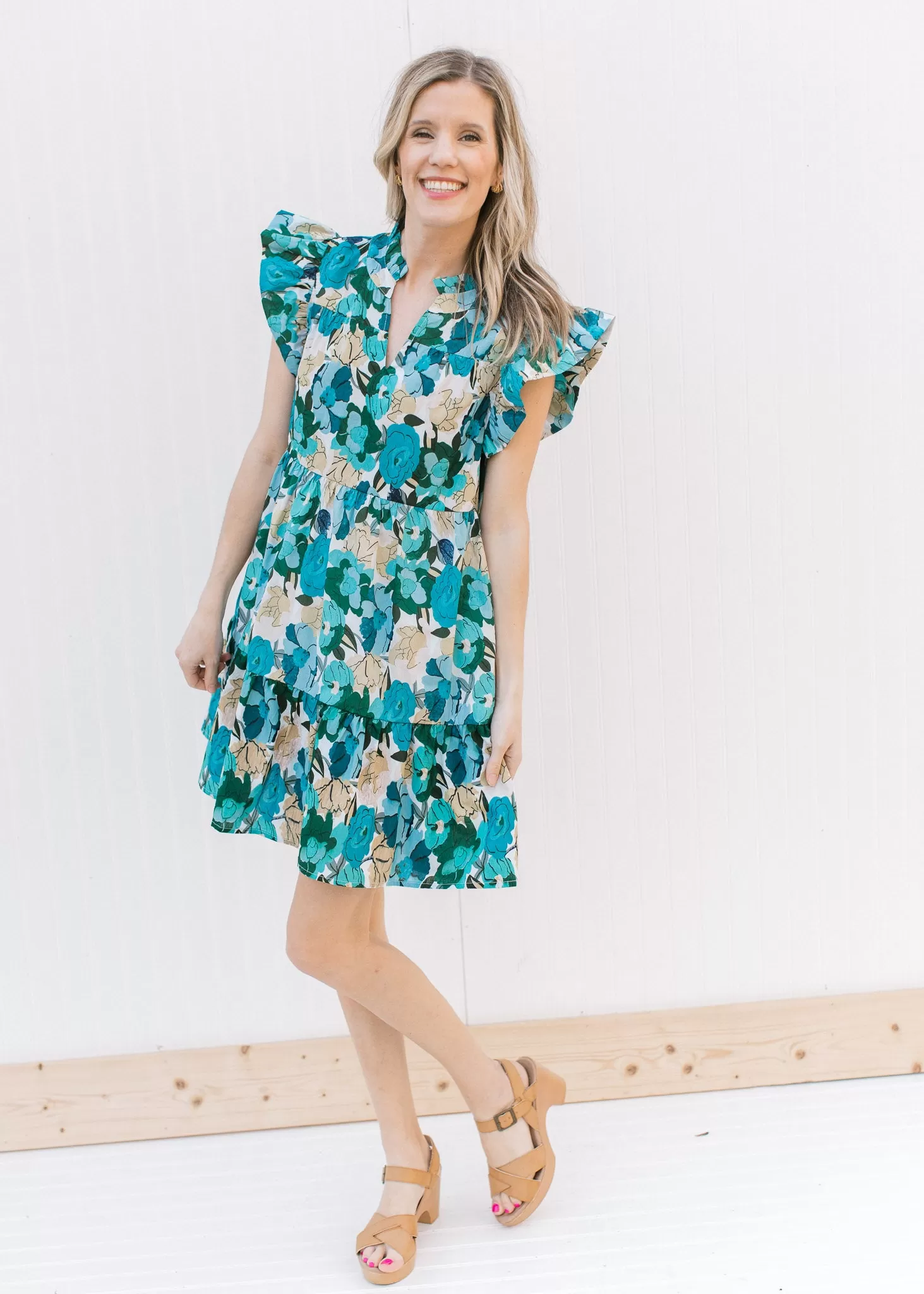 X Brightest Blue Floral Dress